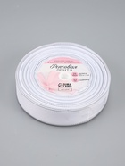 УЦЕНКА Лента репсовая 25 мм × 25 ±1 ярд(23 м ±1 м) серебряные нити №01 белый АУ - Фото 2