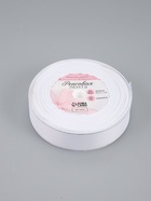 УЦЕНКА Лента репсовая 25 мм × 25 ±1 ярд(23 м ±1 м) серебряные нити №01 белый АУ - Фото 10