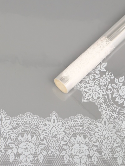 Плёнка для цветов «Ажур», прозрачная/белая, 0.6×9.3±5% м, 40 мкм, 200 г