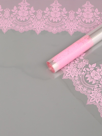 Плёнка для цветов «Ажур», прозрачный/розовый жемчуг, 0.6×9.3±5% м, 40 мкм, 200 г