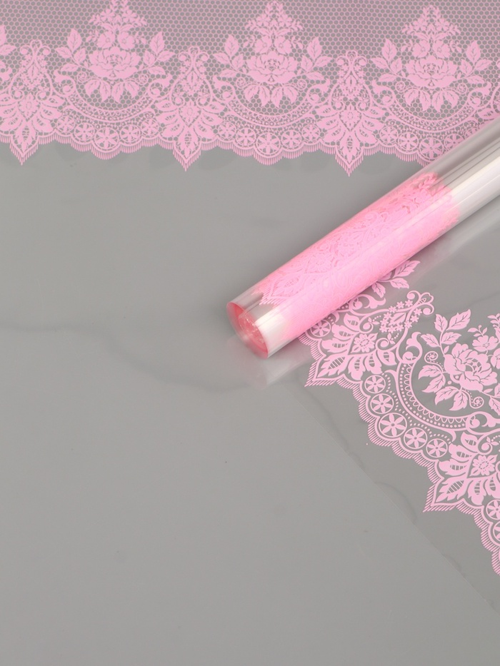 Плёнка для цветов «Ажур», прозрачный/розовый жемчуг, 0.6×9.3±5% м, 40 мкм, 200 г - Фото 1