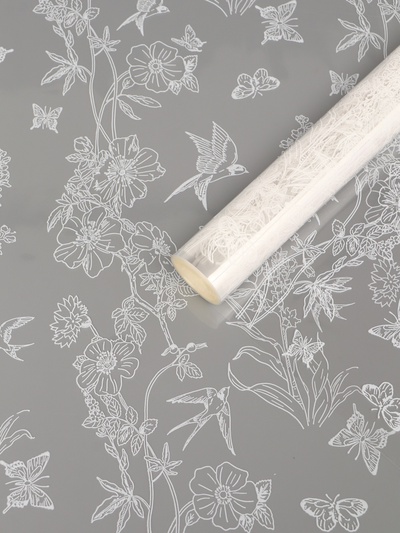 Плёнка для цветов «Ласточки», прозрачная/белая, 0.6×9.3±5% м, 40 мкм, 200 г