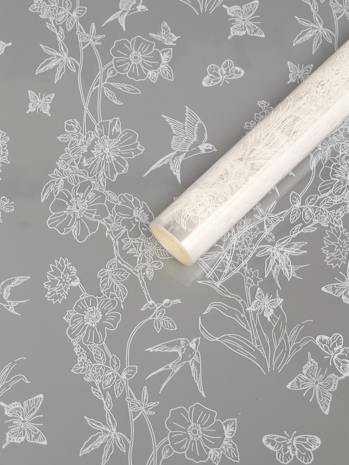 Плёнка для цветов «Ласточки», прозрачная/белая, 0.6×9.3±5% м, 40 мкм, 200 г - Фото 1