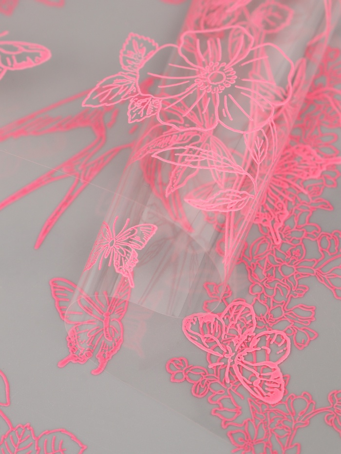 Плёнка для цветов «Ласточки», прозрачный/розовый туманный, 0.6×9.3±5% м, 40 мкм, 200 г