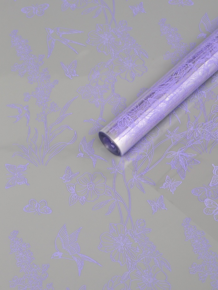 Плёнка для цветов «Ласточки», прозрачный/сиреневый классик, 0.6×9.3±5% м, 40 мкм, 200 г - Фото 1