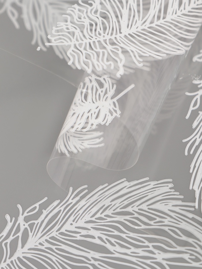 Плёнка для цветов «Перышки», прозрачная/белая, 0.6×9.3±5% м, 40 мкм, 200 г