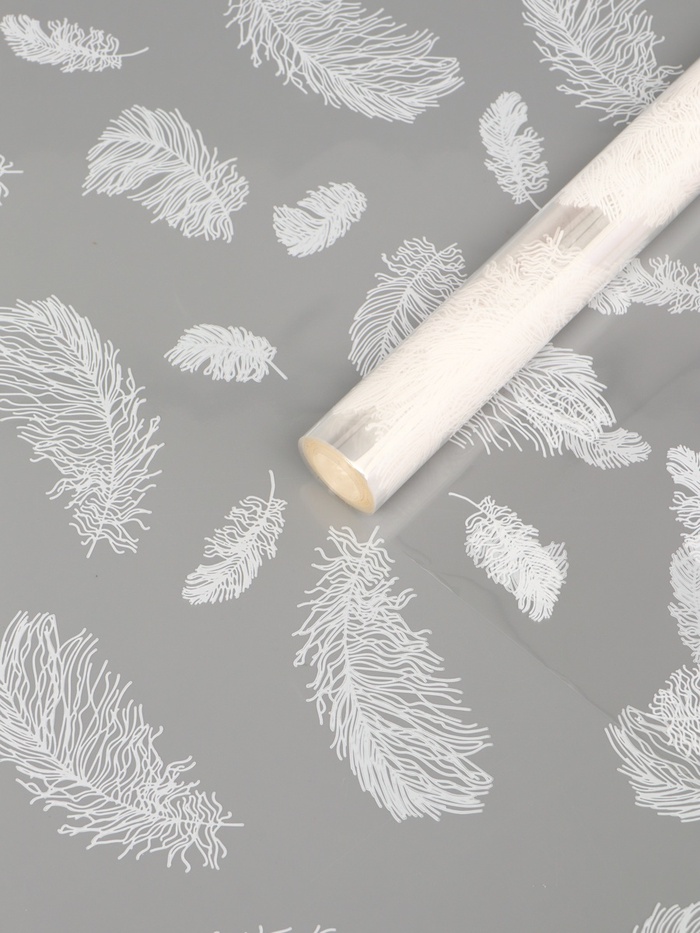 Плёнка для цветов «Перышки», прозрачная/белая, 0.6×9.3±5% м, 40 мкм, 200 г - Фото 1