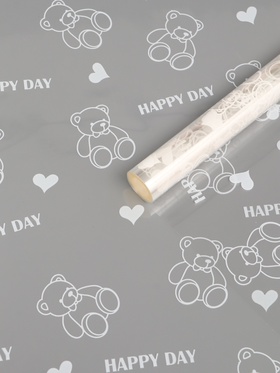 Плёнка для цветов «Мишки», прозрачная/белая, 0.7×7.6 м, 40 мкм, 200 г