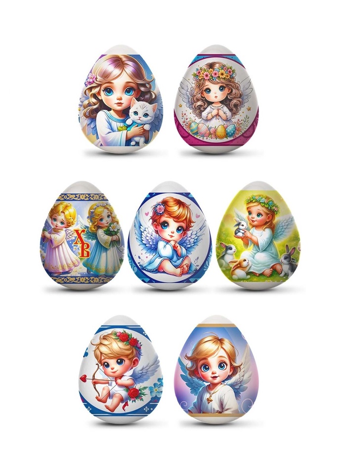 Термонаклейки для яиц «Ангелы», 7 шт., 7×34 см