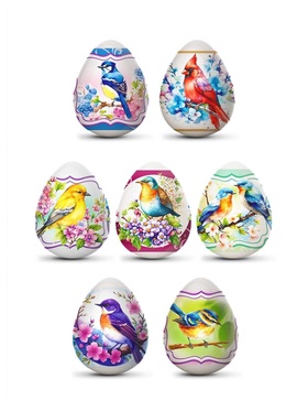 Термонаклейки на 7 яиц «Птички», 7,3 х 34,2 см