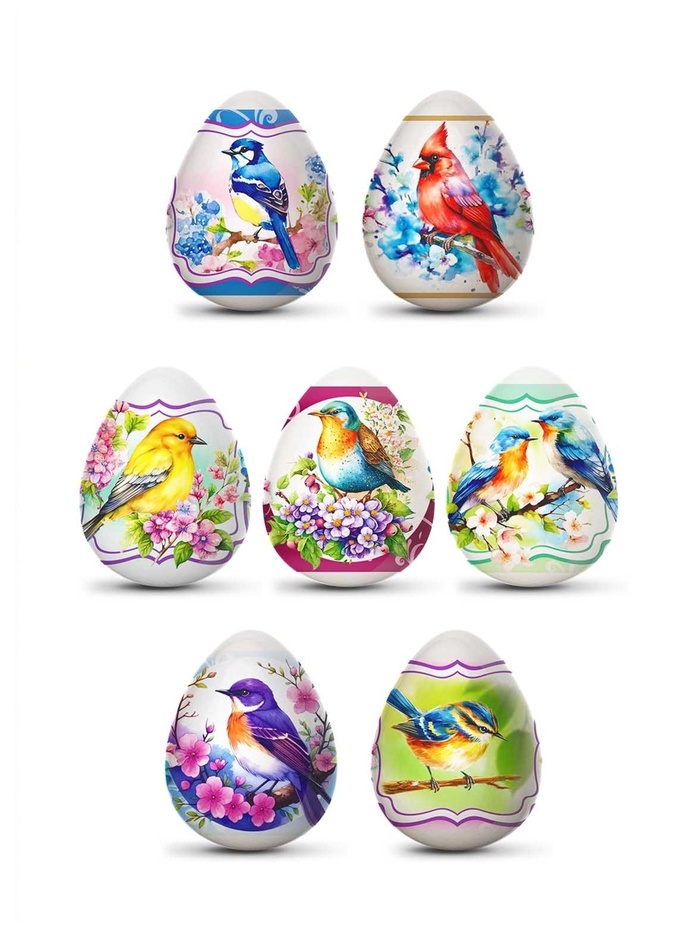 Термонаклейки для яиц «Птички», 7 шт., 7×34 см