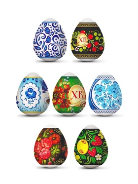 Термонаклейки на 7 яиц «Русские мотивы», 7,3 х 34,2 см