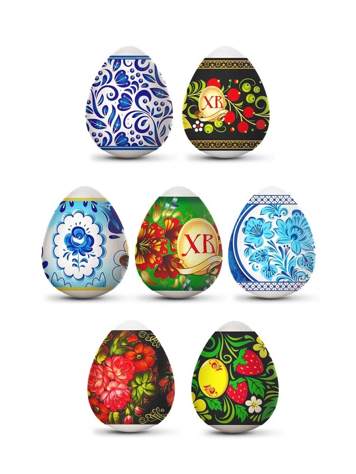 Термонаклейки на 7 яиц «Русские мотивы», 7,3 х 34,2 см