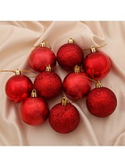 УЦЕНКА Набор шаров пластик d-6 см, 9 шт "Камилла" красный - Фото 3