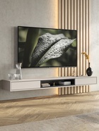 Тумба под ТВ подвесная «Амели», 1802×315×160 мм, цвет кашемир/чёрный - Фото 1