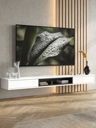 Тумба под ТВ подвесная «Амели», 1802×315×160 мм, цвет белый/чёрный  (артикул 10988706)  большой выбор товаров оптом и в розницу по низким ценам с доставкой