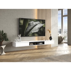Тумба под ТВ подвесная «Амели», 1802×315×160 мм, цвет белый/чёрный