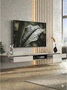 Тумба под ТВ подвесная «Амели», 2002×315×160 мм, цвет кашемир/чёрный  (артикул 10988708)  большой выбор товаров оптом и в розницу по низким ценам с доставкой