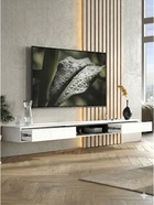 Тумба под ТВ подвесная «Амели», 2002×315×160 мм, цвет белый/чёрный  (артикул 10988709)  большой выбор товаров оптом и в розницу по низким ценам с доставкой