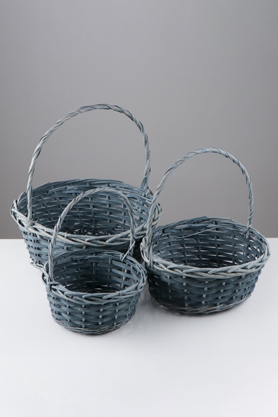 УЦЕНКА Набор корзин плетеных, 36×36×14×37 см/30×30×12.5×32 см/25×25×11×28 см, ива