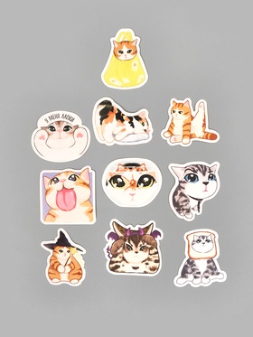 Стикеры «Котики», набор 10 шт., 7×7 см