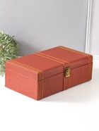 Шкатулка подарочная под 2 бутылки «Гладкая кожа» и набор 4 предмета, коричневая, 34.5×20×12 см - Фото 5