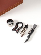 Шкатулка подарочная под 2 бутылки «Гладкая кожа» и набор 4 предмета, коричневая, 34.5×20×12 см - Фото 8