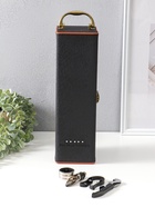 Шкатулка подарочная под бутылку «Чёрная с оранжевой вставкой», и набор 4 предмета, 35×10×11.5 см - Фото 1