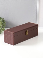 Шкатулка подарочная под бутылку «Кожа питона» и набор 4 предмета, коричневая, 35×11×12 см - Фото 5