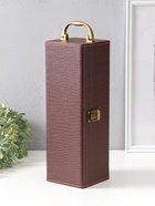 Шкатулка подарочная под бутылку «Кожа питона» и набор 4 предмета, коричневая, 35×11×12 см - Фото 7