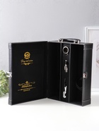 Шкатулка подарочная под 2 бутылки «Гладкая кожа» и набор 3 предмета, чёрная, 35×26.5×12 см - Фото 3