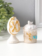 Набор фигурок пасхальных 2 шт. «ХВ», кулич 7×5 см, яйцо на подставке 9×4 см  (артикул 10982498)  большой выбор товаров оптом и в розницу по низким ценам с доставкой