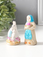 Набор фигурок пасхальных 2 шт. «К празднику», девушка 9×4 см, заяц с яйцом 8×4 см  (артикул 10982502)  большой выбор товаров оптом и в розницу по низким ценам с доставкой