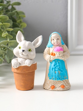 Набор фигурок пасхальных 2 шт. «К празднику», девушка 9×4 см, заяц в горшочке 9×5 см