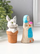 Набор фигурок пасхальных 2 шт. «К празднику», девушка 9×4 см, заяц в горшочке 9×5 см  (артикул 10982503)  большой выбор товаров оптом и в розницу по низким ценам с доставкой