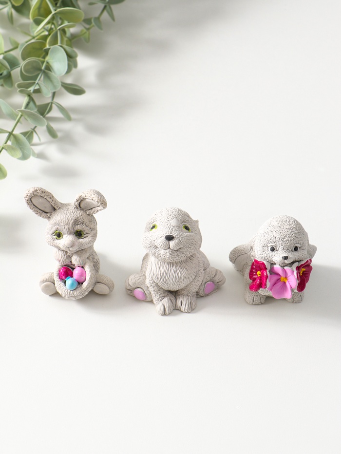 Набор фигурок 3 шт. «Весёлые кролики», 6×5 см