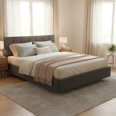 Кровать парящая «Альба», спальное место 1600×2000 мм, велюр, цвет графит