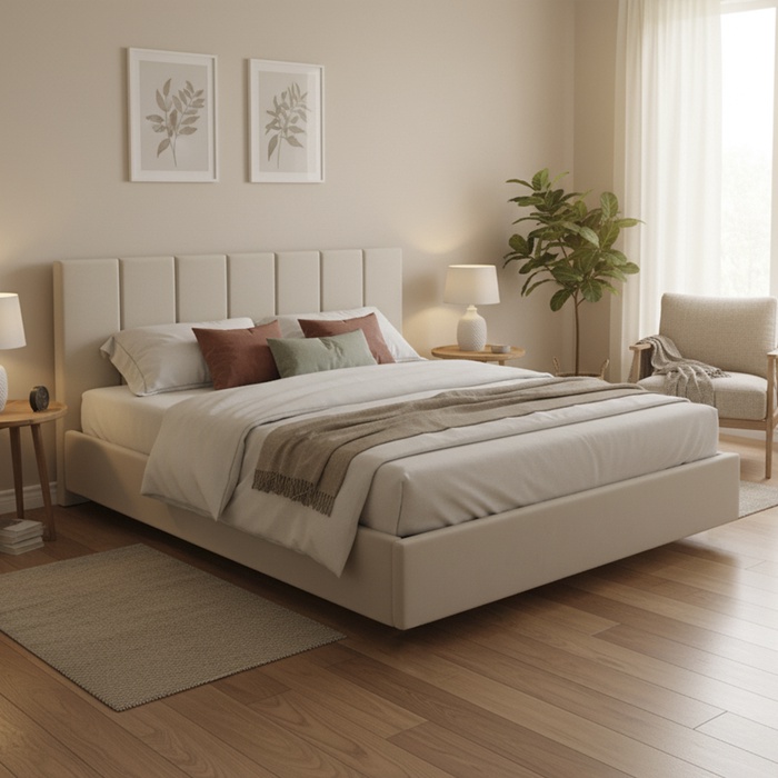 Кровать парящая «Альба», спальное место 1600×2000 мм, велюр, цвет бежевый - Фото 1