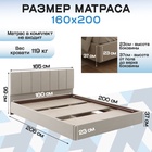 Кровать парящая «Альба», спальное место 1600×2000 мм, велюр, цвет бежевый - Фото 3