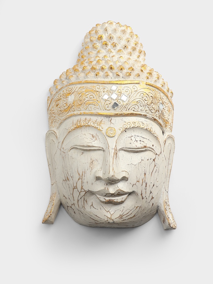 Сувенир «Голова Будды», 40 см, дерево, белый