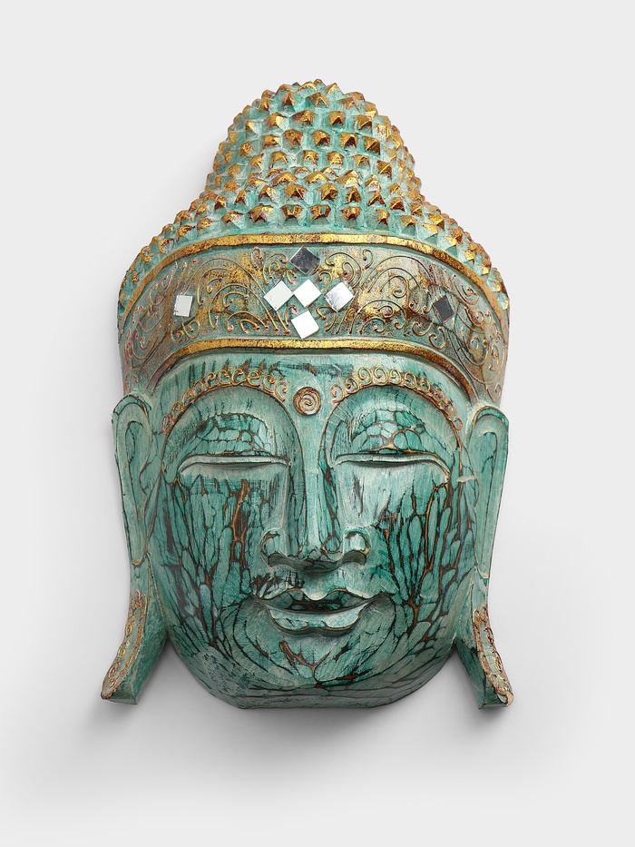 Сувенир «Голова Будды», 40 см, дерево, бирюзовый