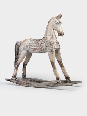 Сувенир интерьерный «Лошадка-качалка», 83×23×77 см, дерево, белый антик