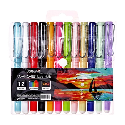УЦЕНКА Карандаши 12цв, Calligrata TOP, пластик, вечные, PVC-пакет