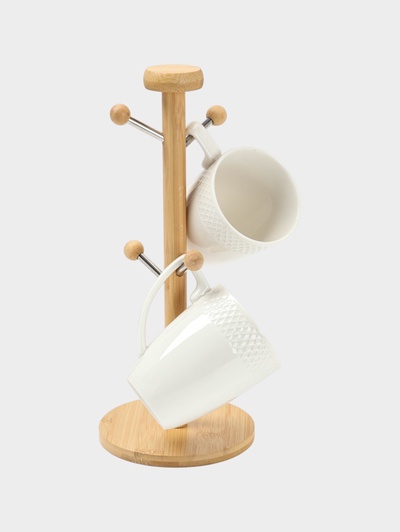 УЦЕНКА Набор кружек на деревянной подставке 2 шт. Bella Tenero, кружка 300 мл