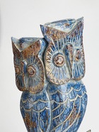 Сувенир интерьерный "Совы на ветке" дерево 20х8х60 см, цв. голубой - фото 809643267