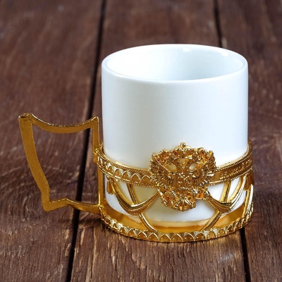 УЦЕНКА Кружка с металлическим декором "Россия", 150 мл