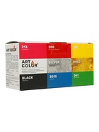 Набор гелевых водорастворимых пищевых красителей Art Color Base 6 цветов + золото и серебро - Фото 2