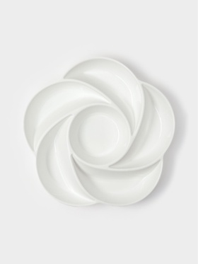 Менажница глубокая, 6 секций, d=28 см, пластик, белая