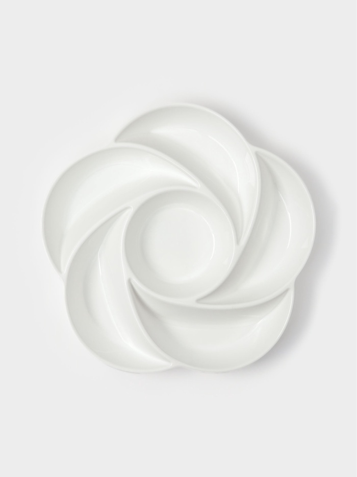 Менажница глубокая, 6 секций, d=28 см, пластик, белая - Фото 1