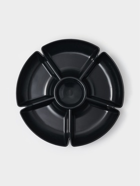 Менажница глубокая, 6 секций, d=28 см, пластик, чёрная